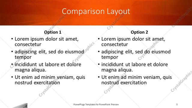 Comparison presentation slide layout