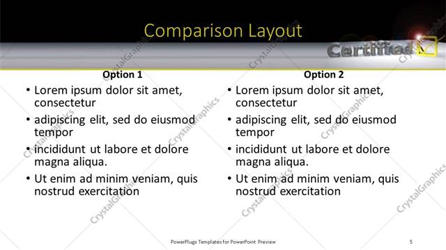 Comparison presentation slide layout
