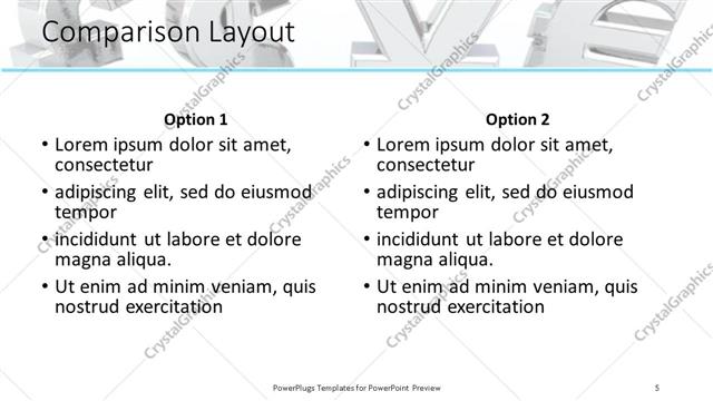 Comparison presentation slide layout