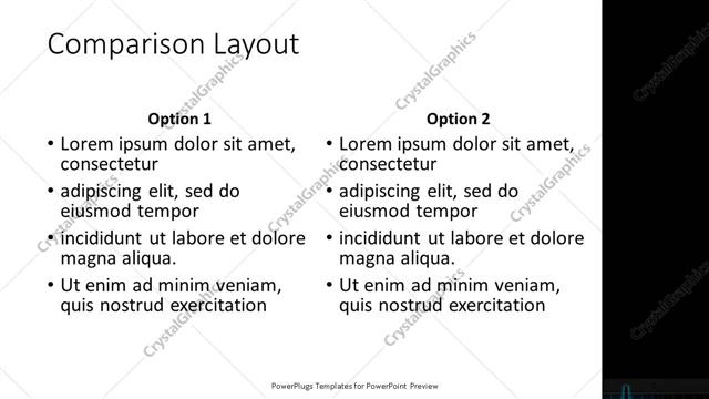 Comparison presentation slide layout