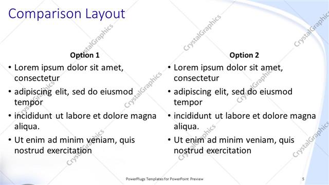 Comparison presentation slide layout