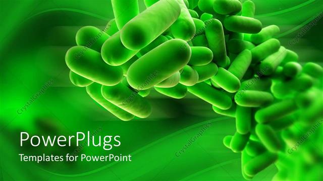  Presentation with bacteria - 3D close up of isolated green bacteria on green background