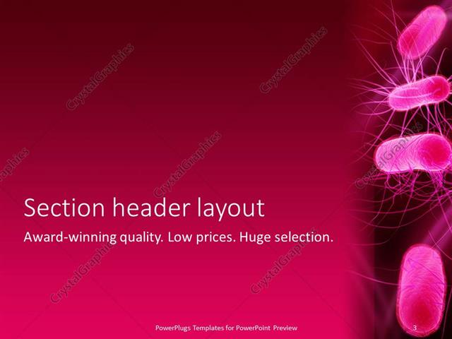 PowerPoint Template: 3D close up view of isolated bacteria on red and