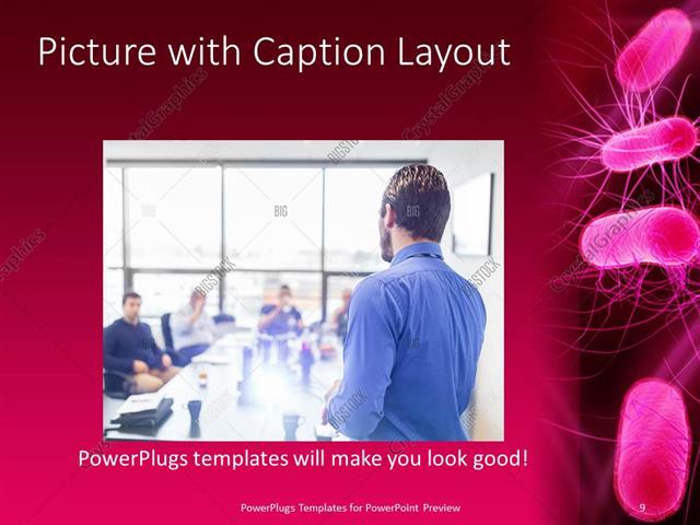 PowerPoint Template: 3D close up view of isolated bacteria on red and