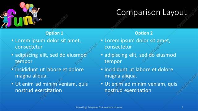 Comparison presentation slide layout