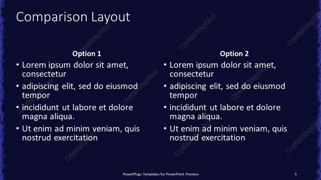 Comparison presentation slide layout