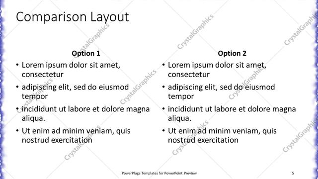 Comparison presentation slide layout