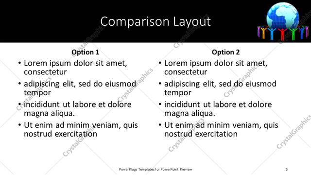 Comparison presentation slide layout
