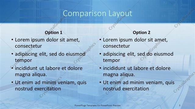Comparison presentation slide layout
