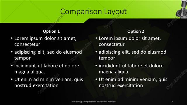 Comparison presentation slide layout