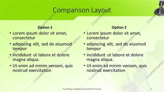 Comparison presentation slide layout