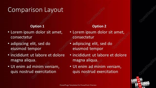 Comparison presentation slide layout