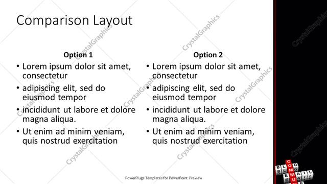 Comparison presentation slide layout