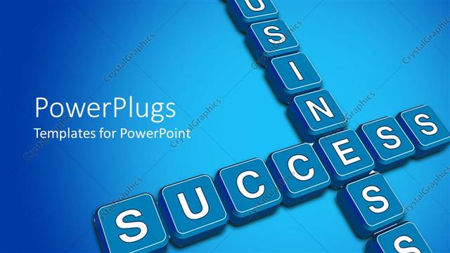  Presentation with blue business - 3D crossword with business concept written in white on blue background