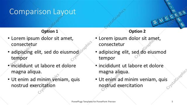 Comparison presentation slide layout