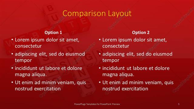 Comparison presentation slide layout