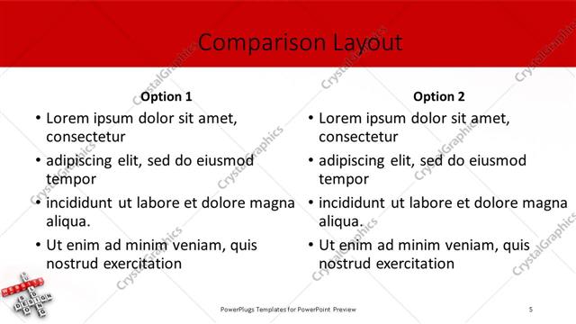 Comparison presentation slide layout