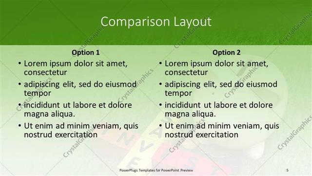 Comparison presentation slide layout