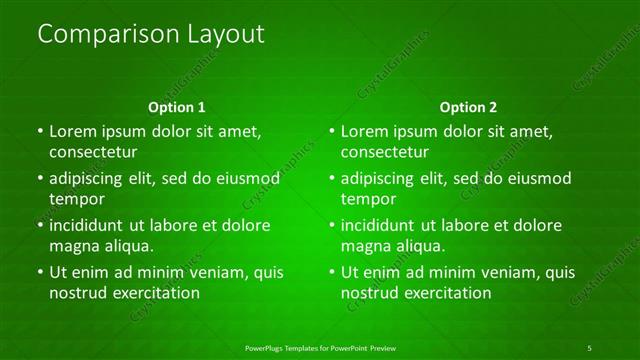 Comparison presentation slide layout