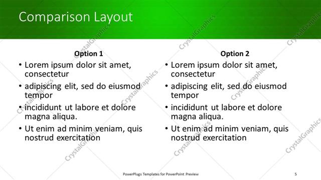 Comparison presentation slide layout
