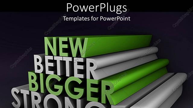  Presentation with white green - 3D depiction of green and white text on a black background