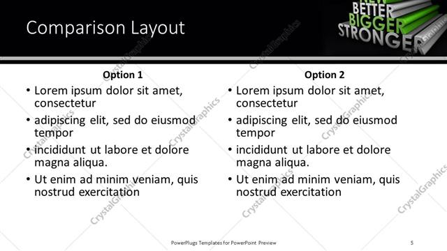 Comparison presentation slide layout