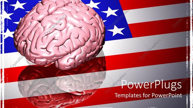  Presentation with brain - A 3D depiction of a human brain on an American flag