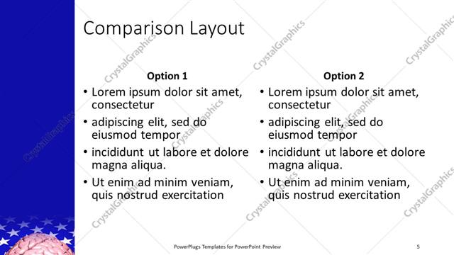 Comparison presentation slide layout
