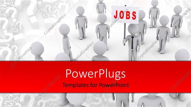  Presentation with question marks - 3D depiction of job seekers in field of question marks