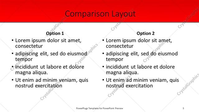 Comparison presentation slide layout