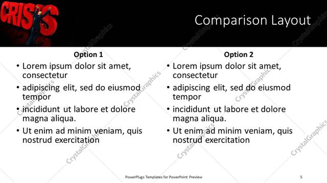 Comparison presentation slide layout