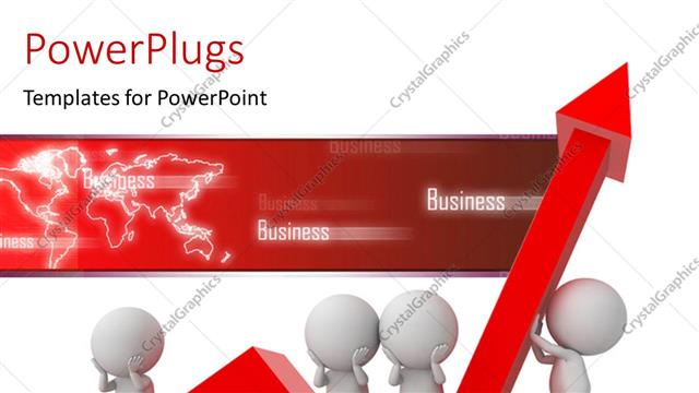 Presentation with win win - 3D depiction of people working hard to win against crisis with keywords and map