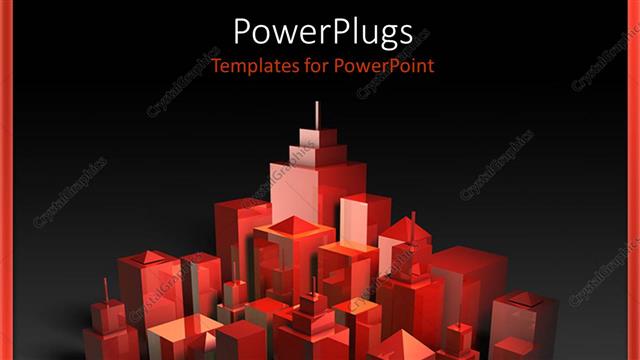  Presentation with property - 3D depiction of red sky scrapers on a glossy background