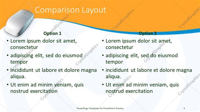 Comparison presentation slide layout