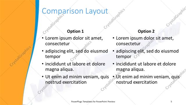 Comparison presentation slide layout