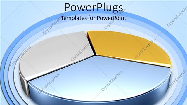  Presentation with blue metallic - A 3D design of metallic color pie chart on blue background