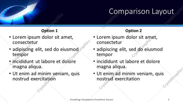 Comparison presentation slide layout