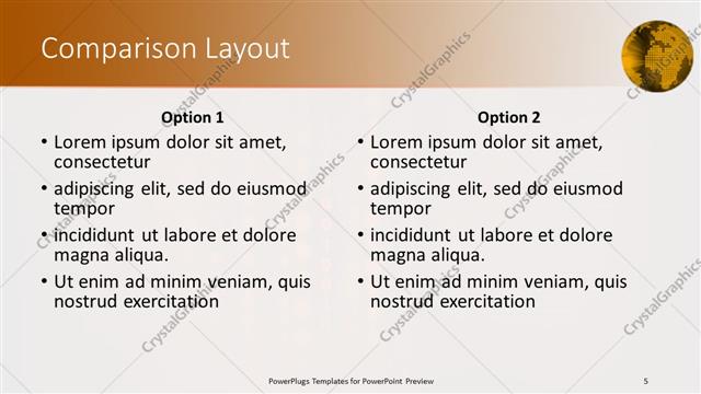 Comparison presentation slide layout
