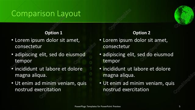 Comparison presentation slide layout