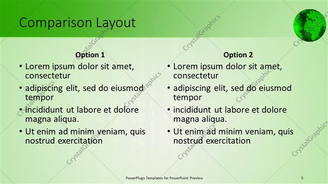 Comparison presentation slide layout