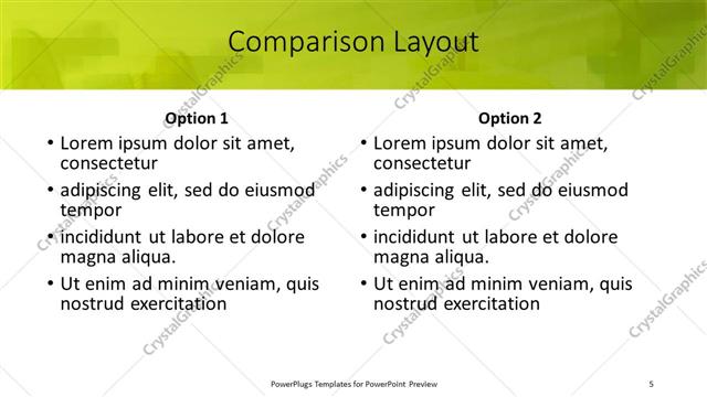 Comparison presentation slide layout