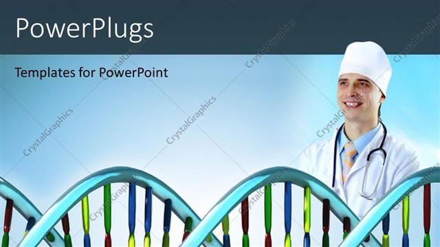  Presentation with medical dna - 3D DNA model with doctor depicting medical concept