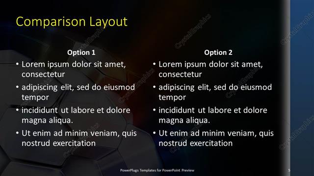 Comparison presentation slide layout