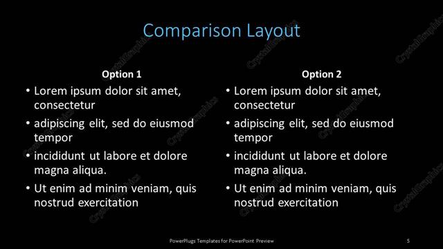 Comparison presentation slide layout