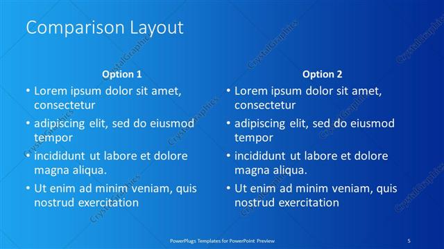 Comparison presentation slide layout