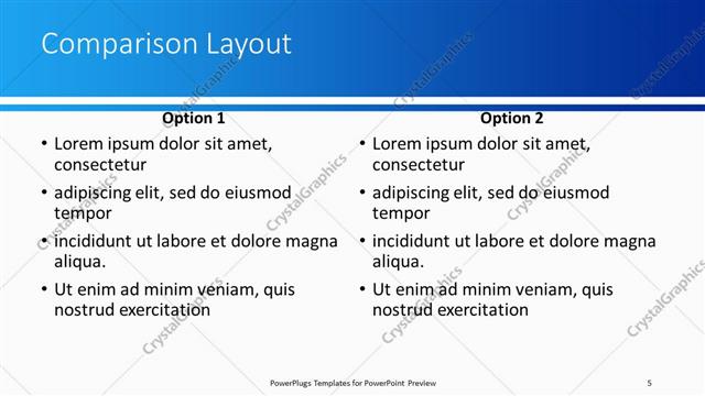 Comparison presentation slide layout
