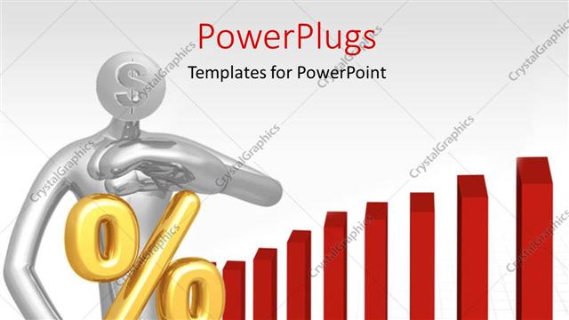  Presentation with percentage - Presentation of a 3D figure securing percentage symbol with red bars