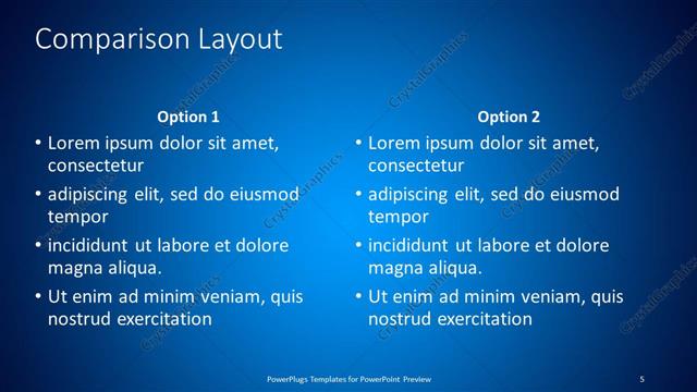 Comparison presentation slide layout