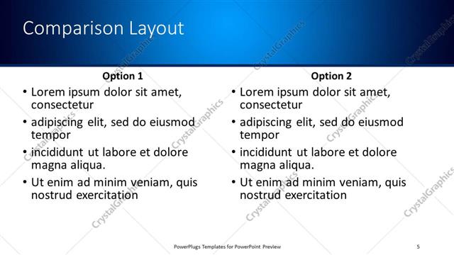 Comparison presentation slide layout