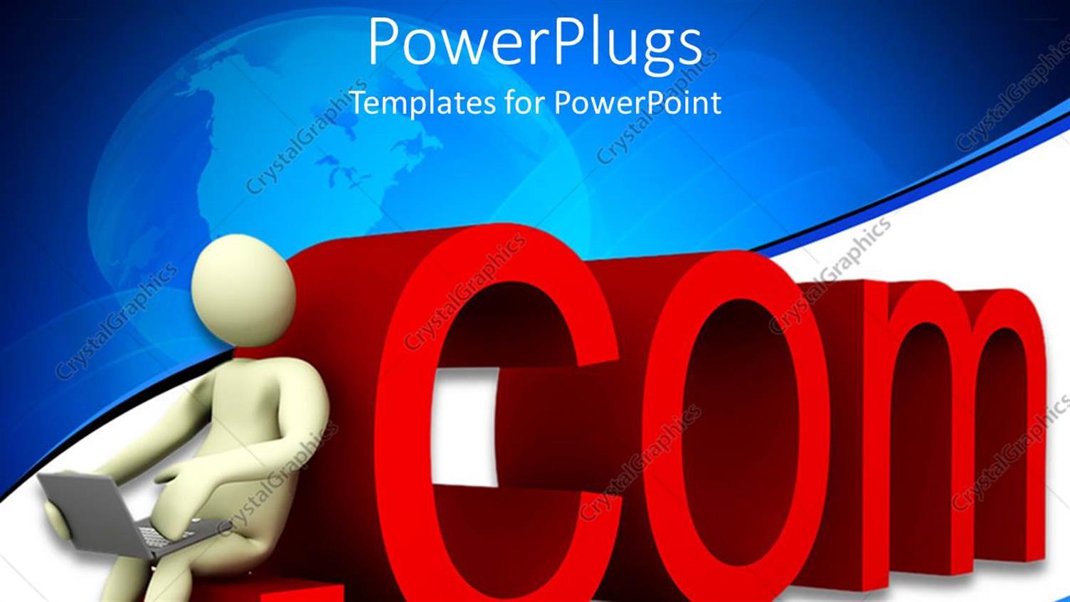 Featuring 3D Figure Sitting on Red Dot Com Holding Laptop on his Lap